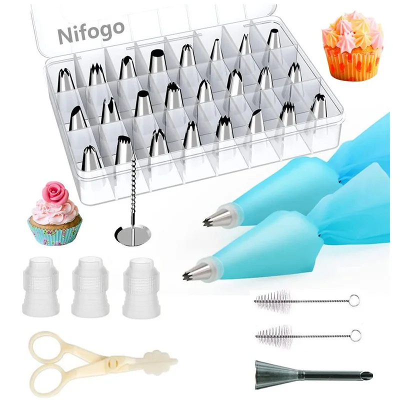 

36PCS piping nozzle with label cake decoration Mold Cupcake TPU piping bag puff nozzle Cake Decoration Accessories Silicone Mold