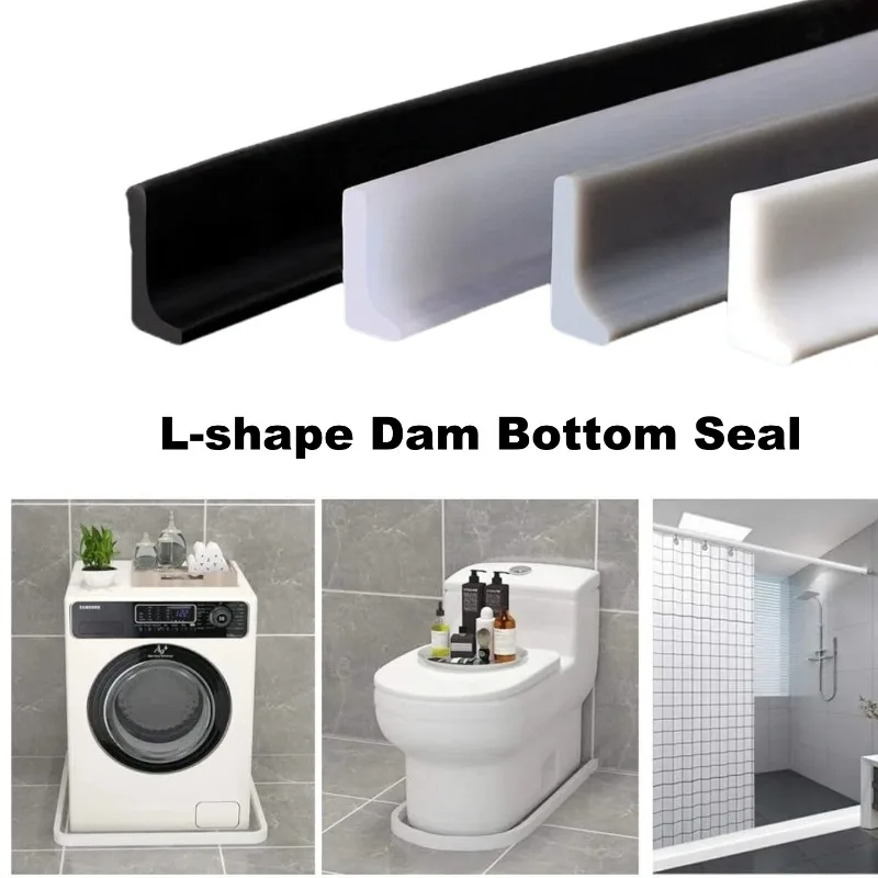 

L-shape Dam Bottom Seal Water Stopper Guard Collapsible Shower Threshold Water Dam Dry and Wet Separation Bathroom Accessories