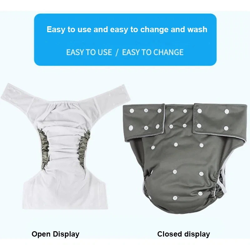 Reusable Adult Diaper Pants Washable Anti Side Leakage Diaper Pads, Breathable Adjustable Elderly Incontinence Pants 1pcs