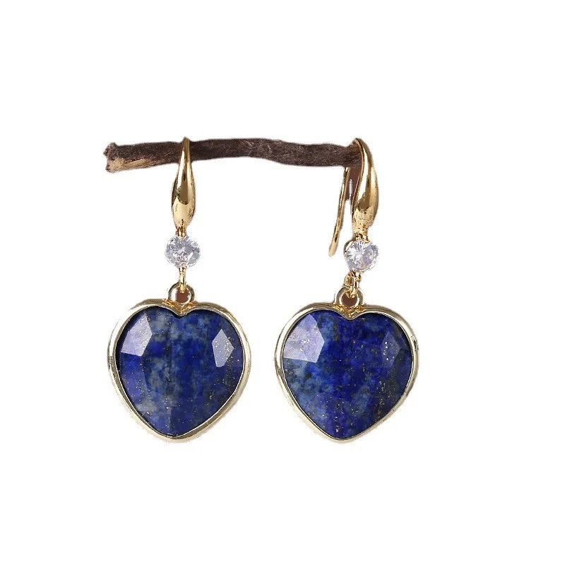 B&F Lapis Lazuli Heart Natural Stone Earrings