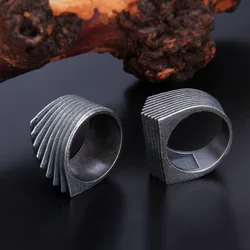 BOCAI NewS925 Irregular Stripe Ring Tide Brand To Do Old Retro European And American Hip-hop Dark Hipster Personality