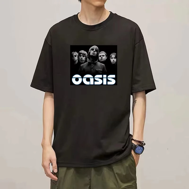 تي شيرت En Coton Imprimé Oasis Band À Manches Courtes David Bowie Groupe De Rock PERIphère Vêtements Americains