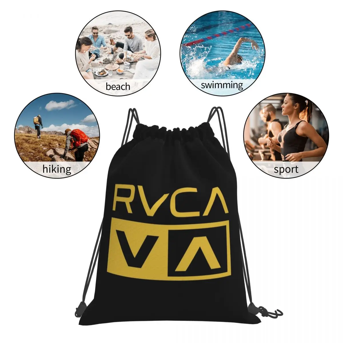 Mochilas doradas para ropa Rvca, bolsas con cordón portátiles, paquete con cordón, bolsa deportiva de bolsillo, bolsas para libros para viajes y escuela