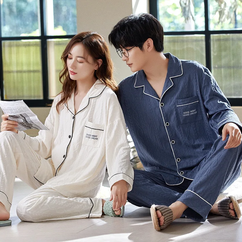 

2023 New Spring Autumn Cotton Pajamas Sets for Women And Men Comfortable Breathable Youthful Sle Straight Leg Eighteen Pants