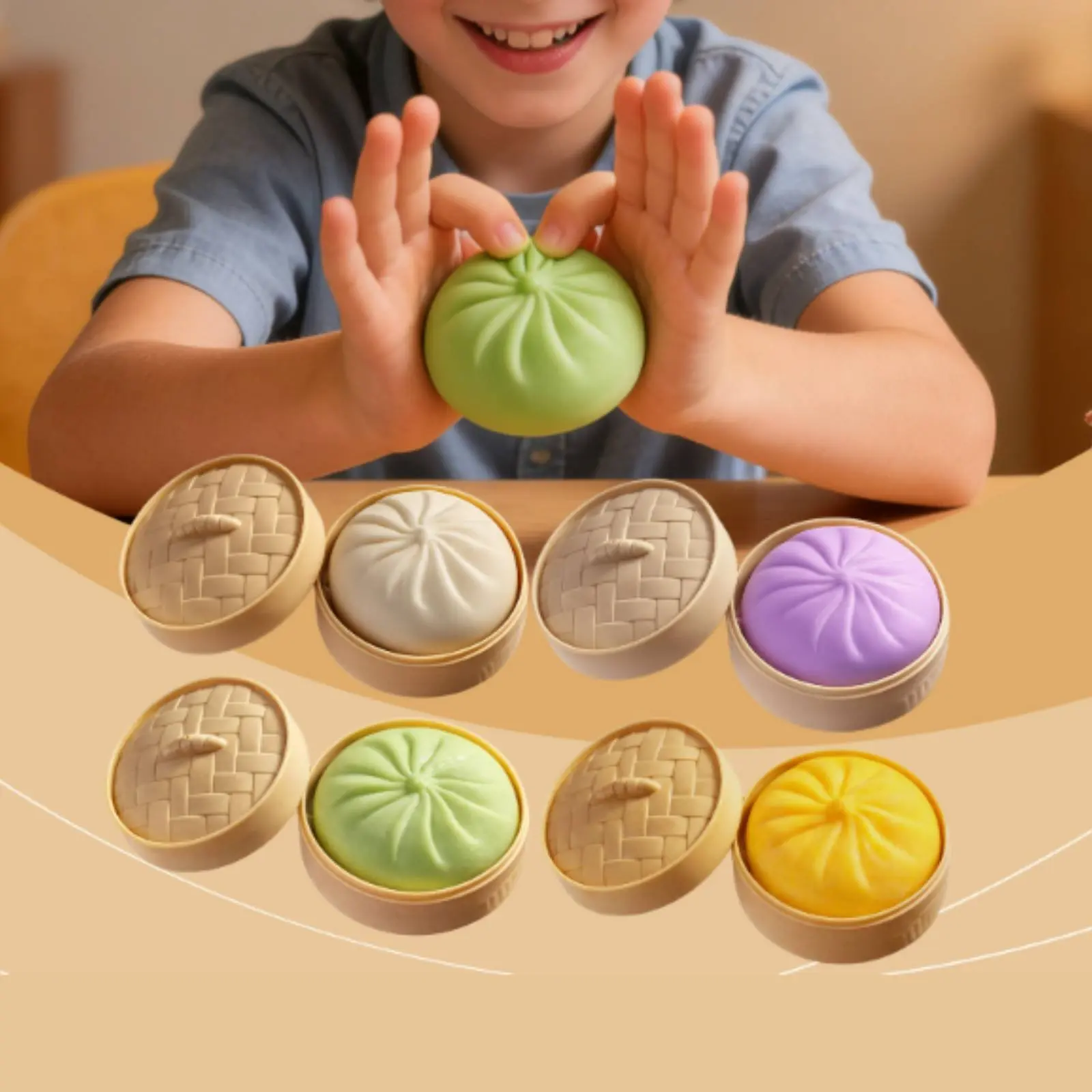 

Мягкая игрушка-булочка Баоцзы, портативный антистресс, легко моющаяся, эластичная, для офисных работников