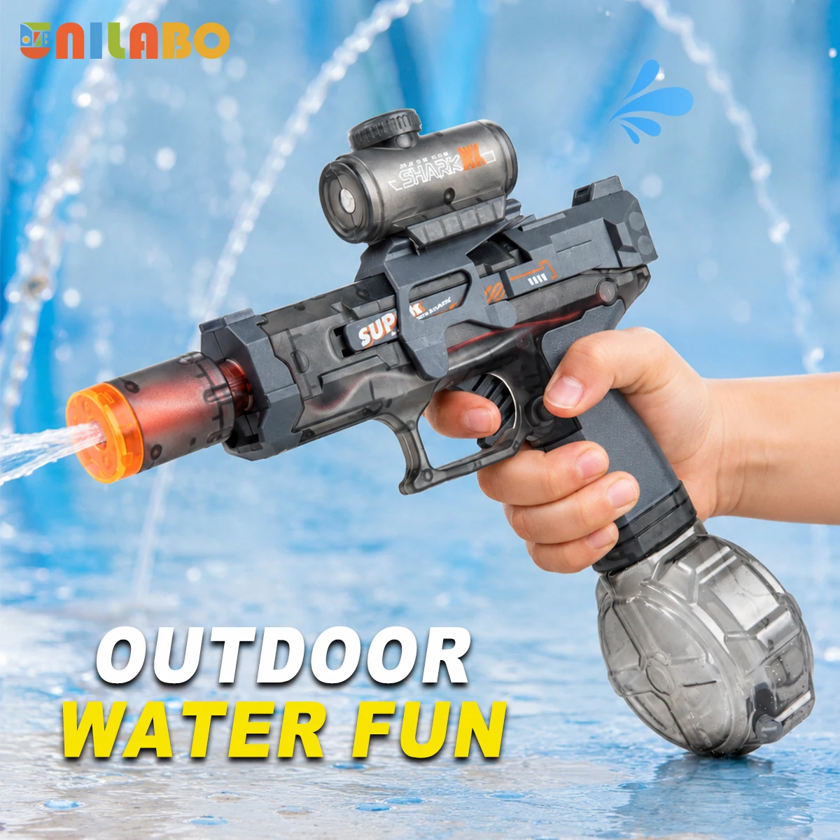 Electric Water Gun with Cool LED Lights and Fully Automatic Burst, Summer Outdoor Beach Pool Party Toy