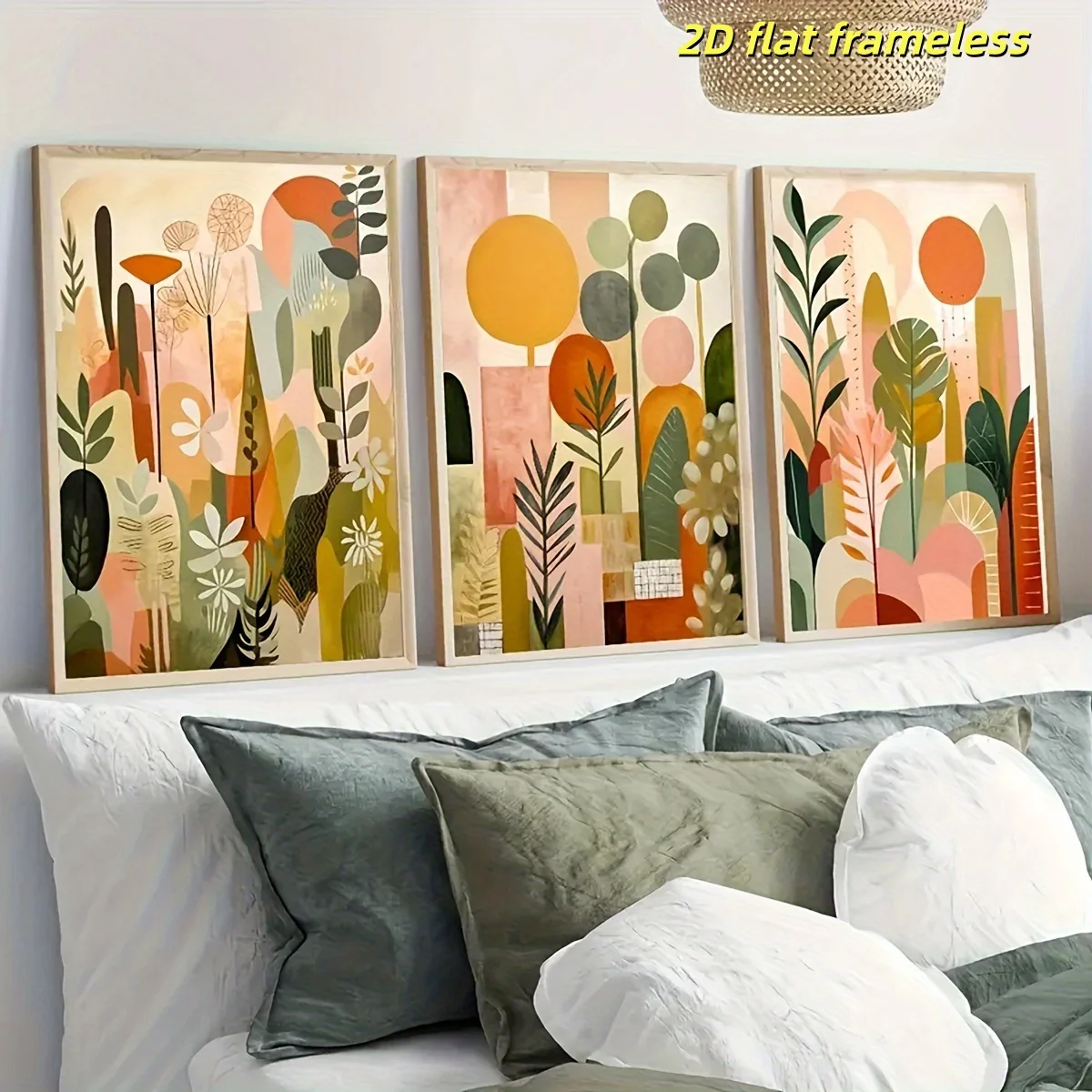 3 abstract color tropical jungle art canvas posters, bedroom, office, living room, coffee shop, bar, wall decoration 2D flat pri