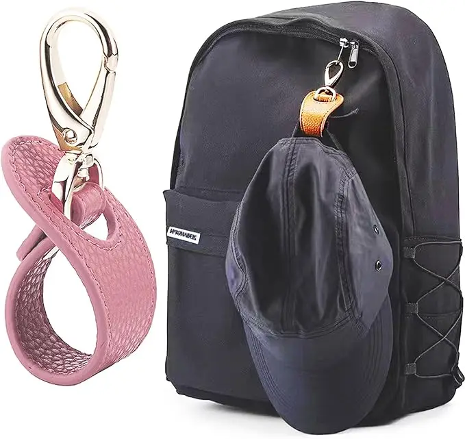 

3 Color-Universal Hat Clip for Hands-Free Travel:Backpacks-Securely Holds Baseball Caps, Ponytail Hats(Black+Brown+Pink).