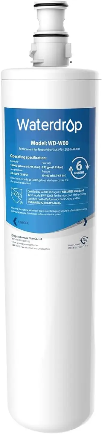 

Сменный фильтр Waterdrop для Filtrete Advanced, совместим с моделями Manitowoc, сертифицирован по стандарту NSF/ANSI 42