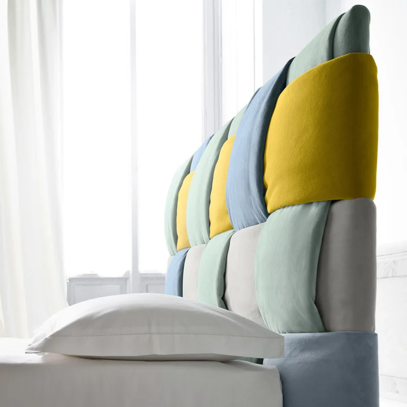 غرفة نوم رئيسية فاخرة وحديثة وسرير من القماش الخشبي الصلب وسرير زفاف إسكندنافي بطول 1.8 متر وشقة صغيرة مزدوجة #4