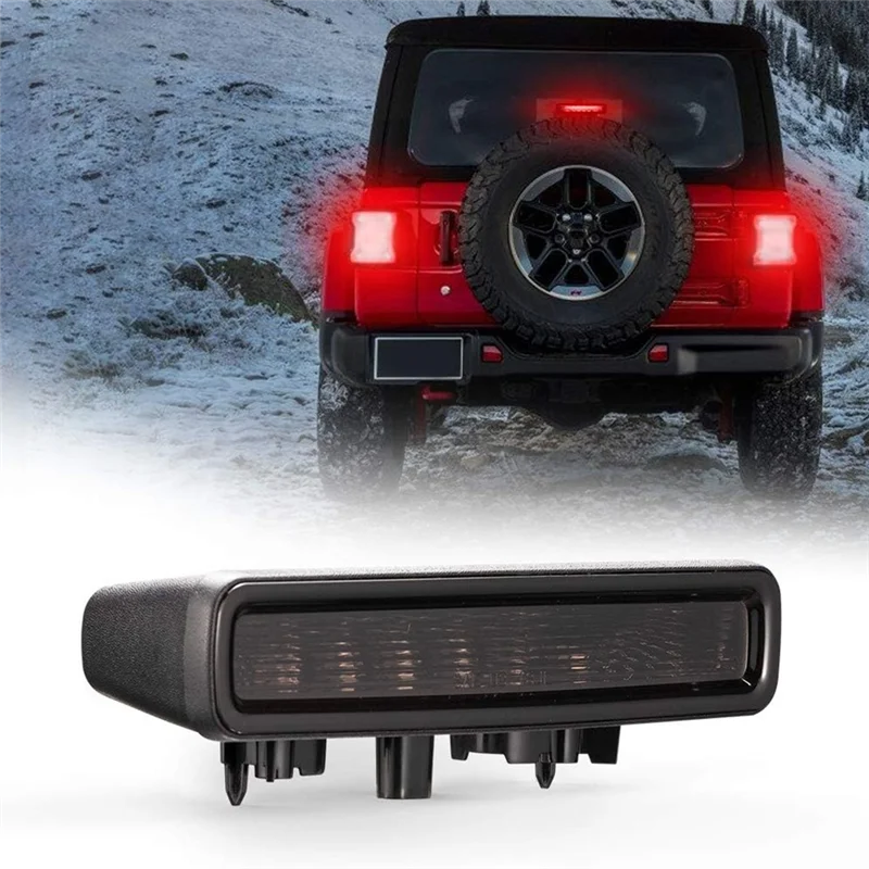 LED 3Rd Brake Light For Jeep Wrangler JL 2018-2024 Rear High Mount Stop Light Brake Lamp Smoked Lens-X59A