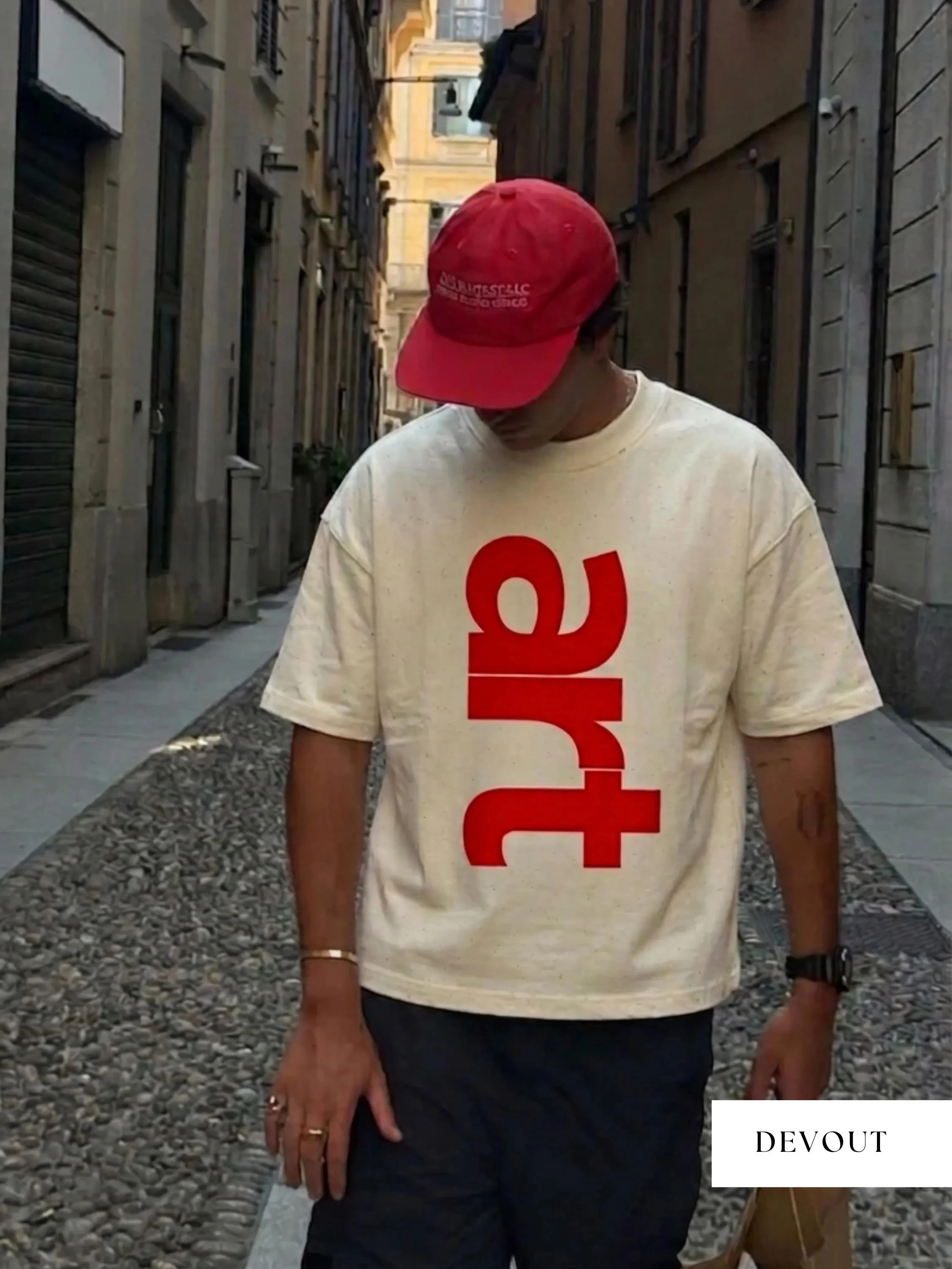 “Men's Art Typography Graphic T-Shirt Red Inverted 'art' Print Oversize Short Sleeve Casual Streetwear Tee”