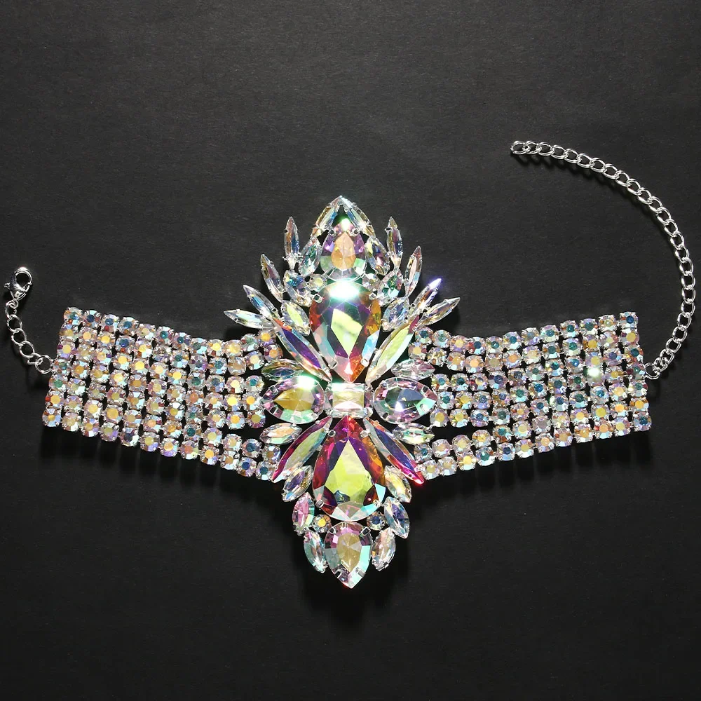 Exaggerated Bracelet for Women Girl Charm Y2k Rhinestone Club Dance Fashion 2024 Queen Party Jewelry Gift Decorations Party Gift