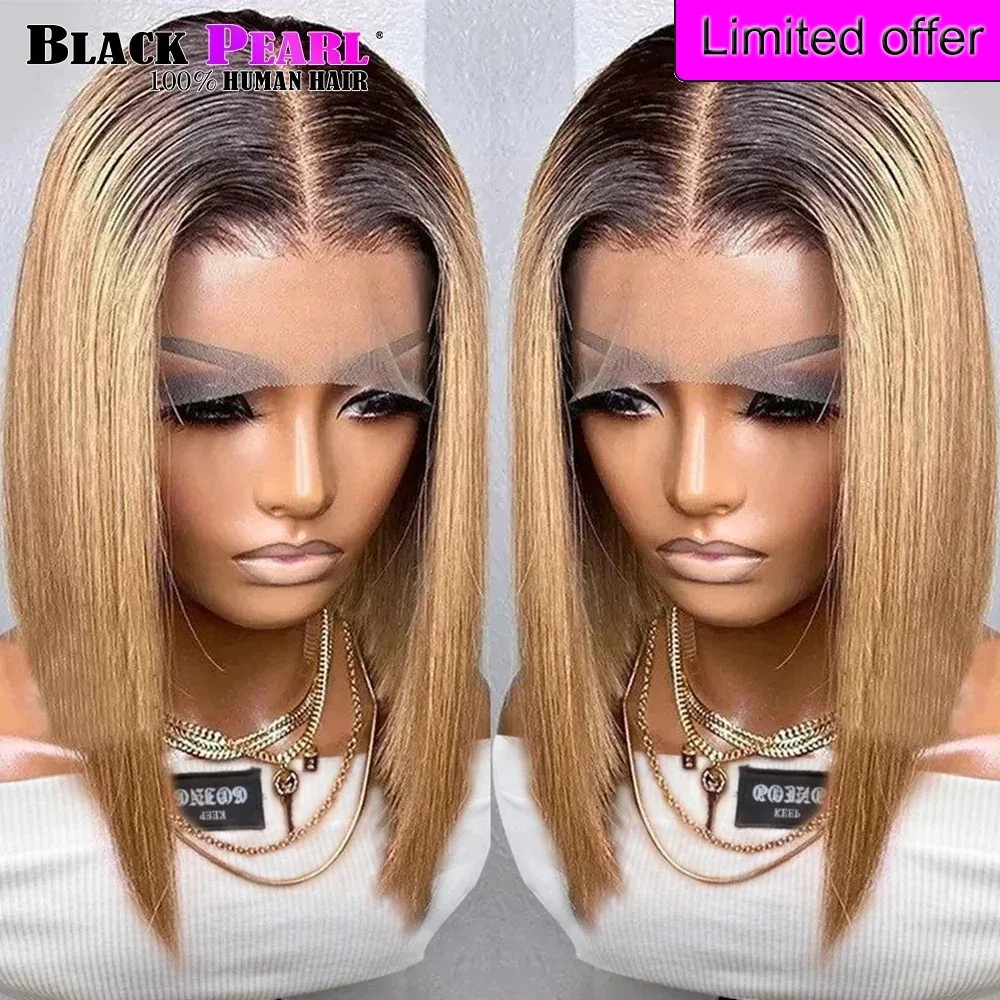 Ombre em linha reta bob 13x6x2 perucas dianteiras do laço cabelo humano curto bob perucas cinza loira remy cabelo pré arrancado peruca sem cola com franja
