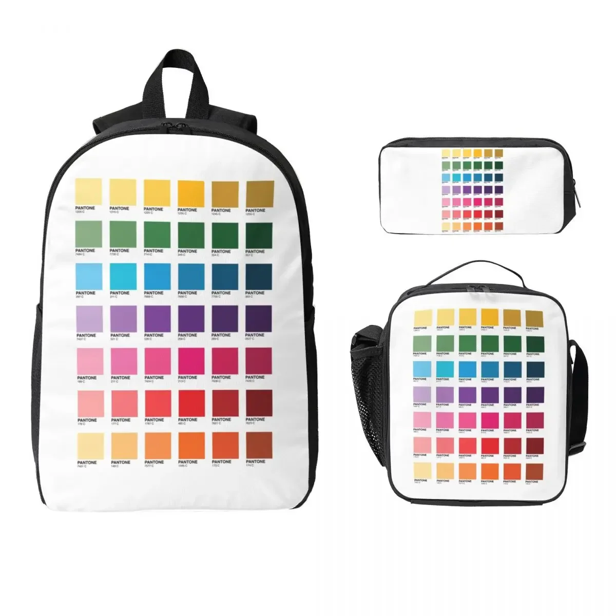 Shades Of Pantone Colors Backpack Boys Girls BookBag School Bag Computer Shoulder Bags 3ps Insulated Lunch Bag Pencil Case