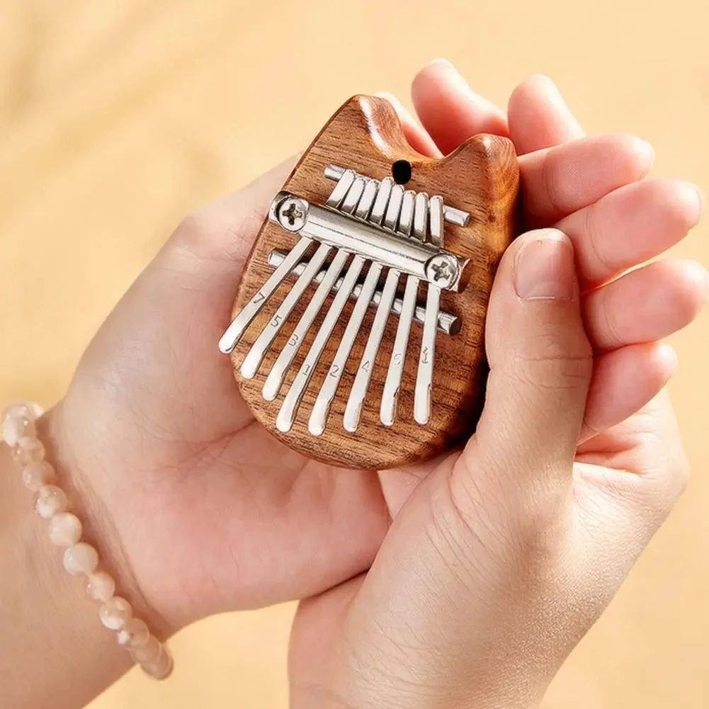 8 Tone Mini Kalimba Thumb Piano Wooden Small Wearable Musical Instrument Pendant Gift Finger Piano For Adult Kids