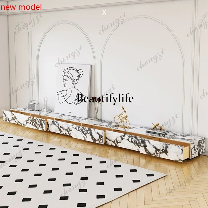 N138Minimalist White Tv Cabinet Custom Drawers Hiding Long Black Tv Stands Storage Unique Saving Mueble Televisor Furniture For