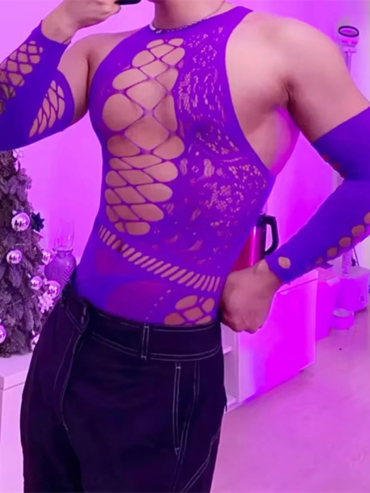 رجل سيسي انظر من خلال Crotchless فستان جوارب طويلة جوارب بوديستوكينج مثلي الجنس الذكور الملابس الداخلية الساخن الغريبة ارتداءها رجل الملابس الداخلية