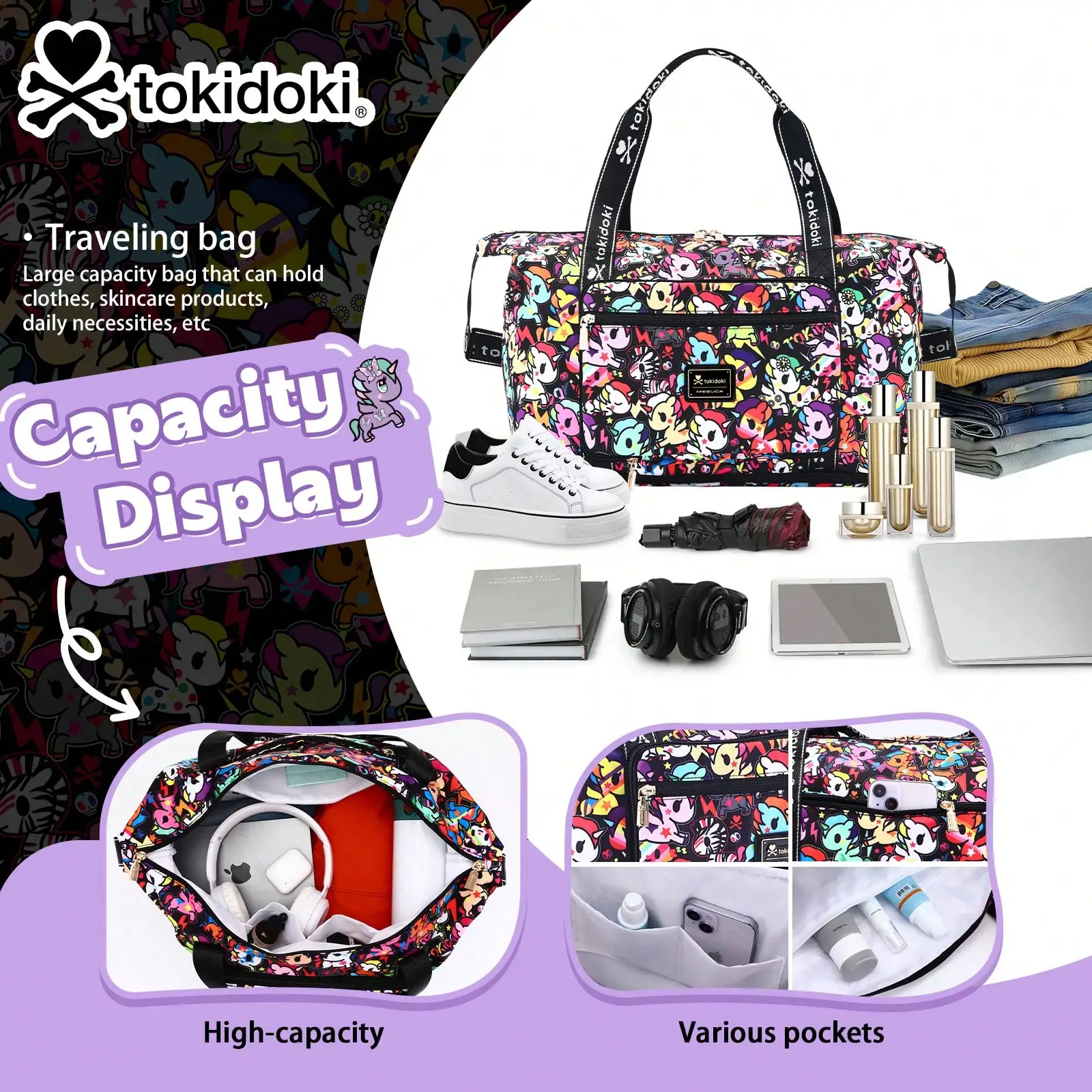Weekender Bag Duffle - Official Licensed Tokidoki Duffle Bag 40L