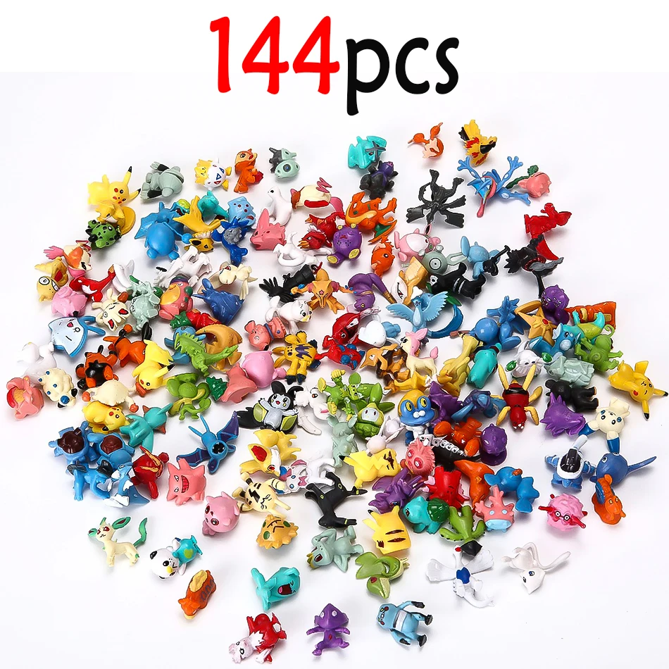 144 Stuks/Lot Mini Pokémon Figuur Pikachu Kindermodel Speelgoed 2-3cm Kawaii Figuur PVC Poppen 6*24 stuks Speelgoed Groothandel
