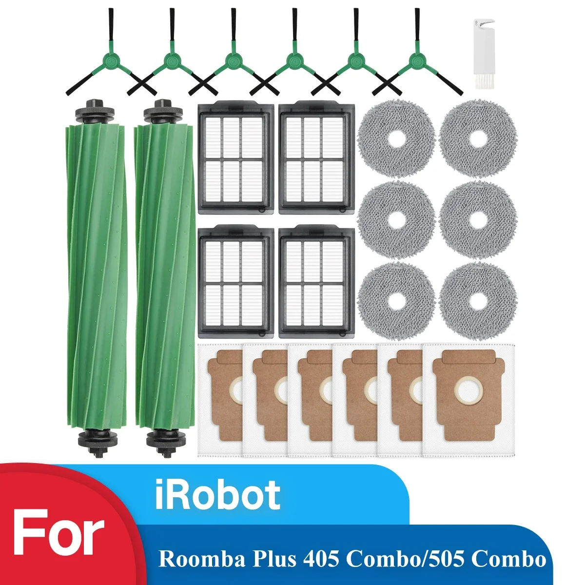 Replacement Parts Accessories for iRobot Roomba Plus 405/505 Combo Robot Vacuum Cleaner,Main Side Brush Hepa Filter Mop Dust Bag