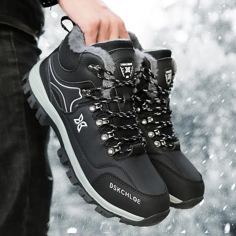 Waterproof Winter Cotton Shoes with Fleece Leisure Sports Outdoor Mountain Climbing Labor Protection Trendy Shoes for Men