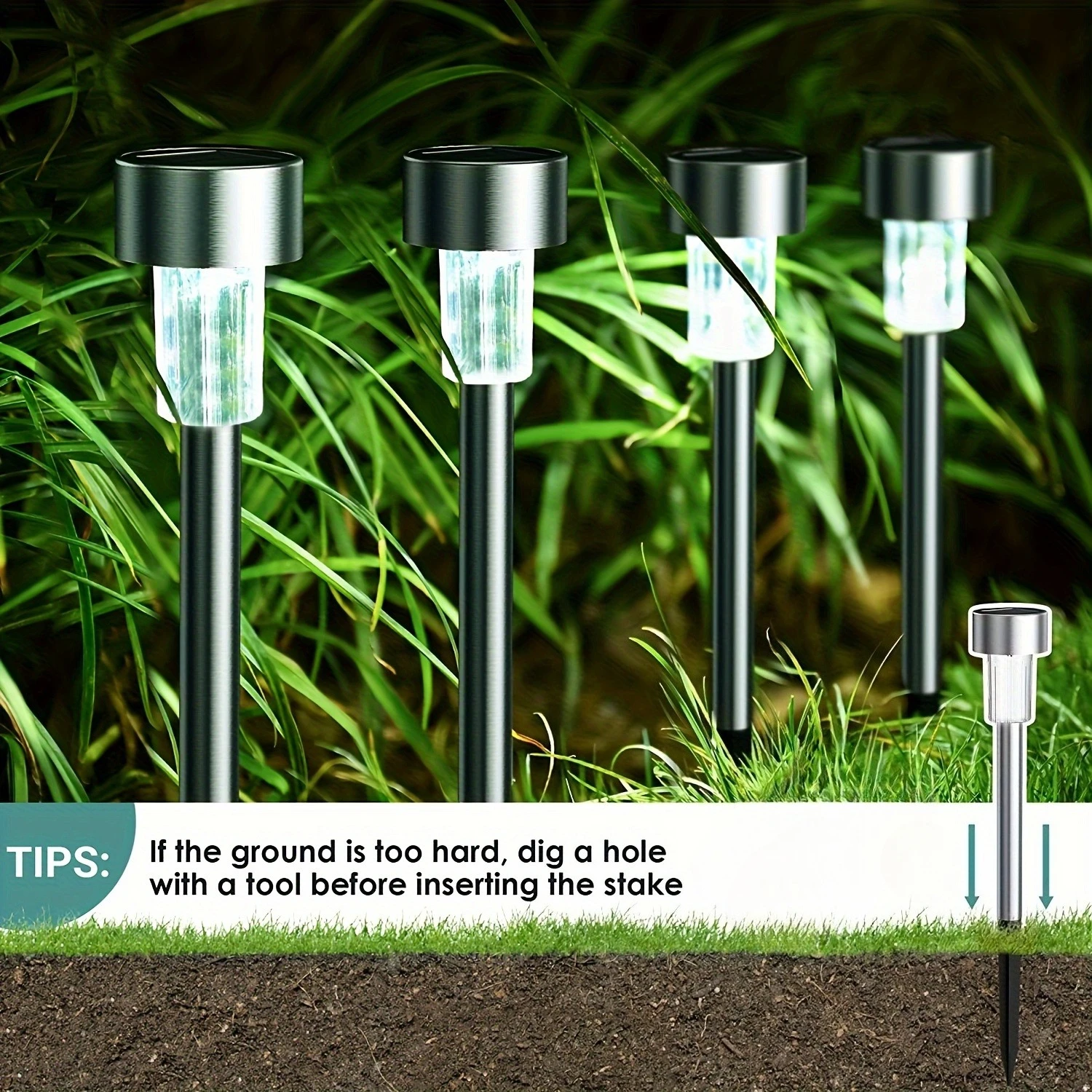 Confezione da 10 luci solari per percorsi Luci da giardino paesaggistiche per esterni Luci da giardino impermeabili per la decorazione della villa del cortile del marciapiede