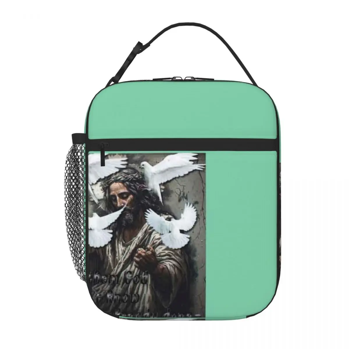 Bestselling Mom Loves Jesus Neutral Tone Bento Bag Errand Run Insulated Snack Tote