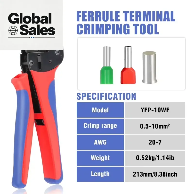 Designed for professional electricians and DIY enthusiasts, these European YFP-10WF Rectangular Tubular Crimping Pliers