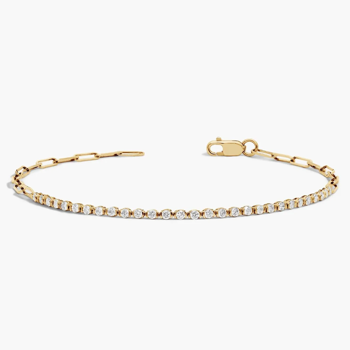 Mini Half Tennis Shaped Lab Grown Diamond Bracelet 9K/14K/18K Yellow Gold Round Lab Diamond Bracelet Gift For Women