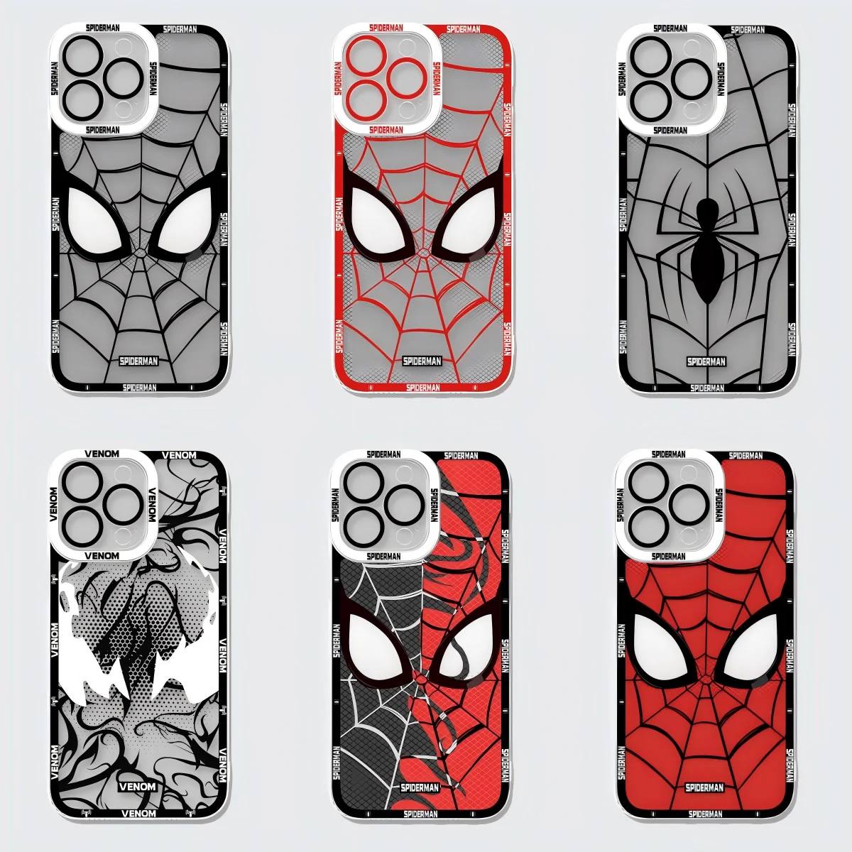 Capa de Celular Transparente e Macia Homem-Aranha Venom para iPhone 17e 17 16e 16 15 14 13 12 11 Mini Air Pro Max X XR XSMax 7 Plus