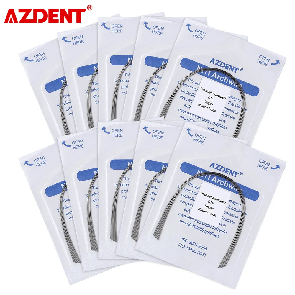 

10 Packs AZDENT Dental Orthodontic Arch Wires Niti Heat Thermal Activated Round Archwires Natural/Ovoid Form Braces Wires