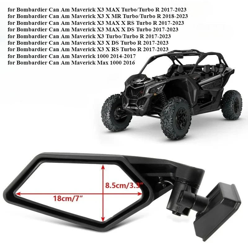 UTV Side Mirrors Rear View Racing Mirrors Upgraded 360 Degree Adjustment for Bombardier Can Am Maverick X3 Max XRS XDS Turbo R
