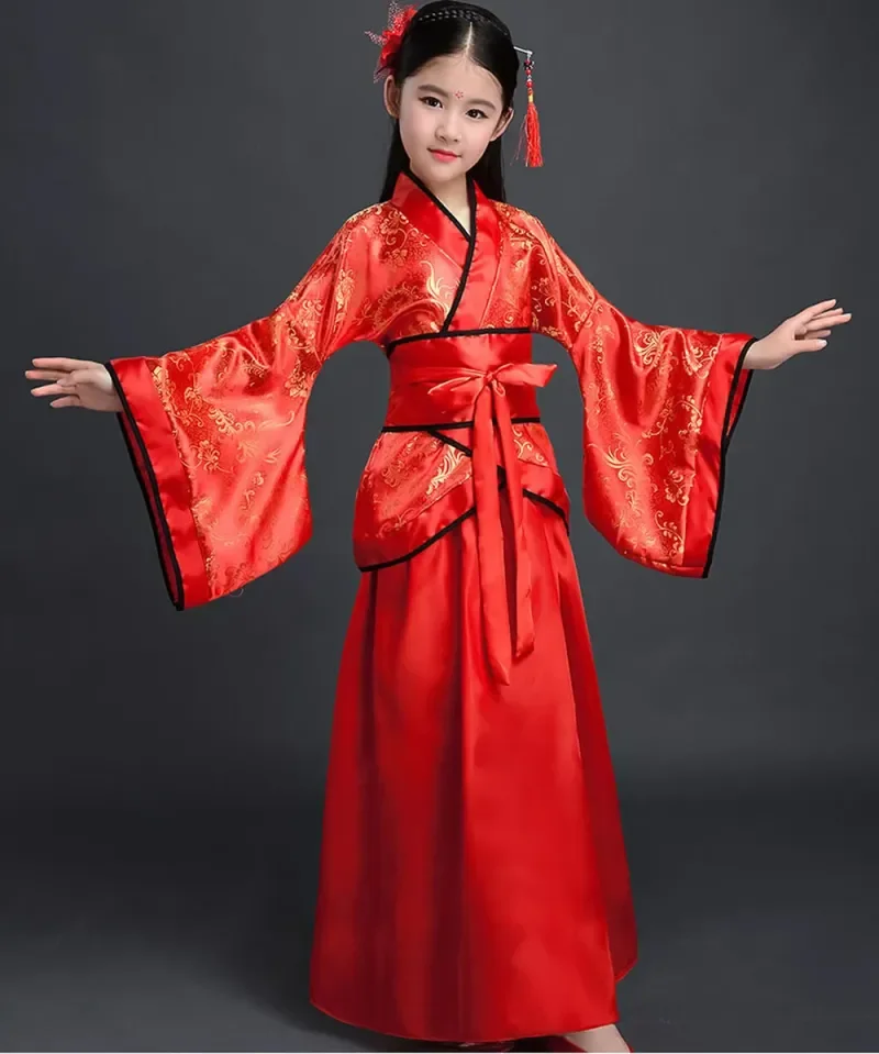 Dress Girls Children Kimono Traditional Ethnic Fan Students Chorus Dance Costume Japanese Yukata Kimono Style Ancient Chinese