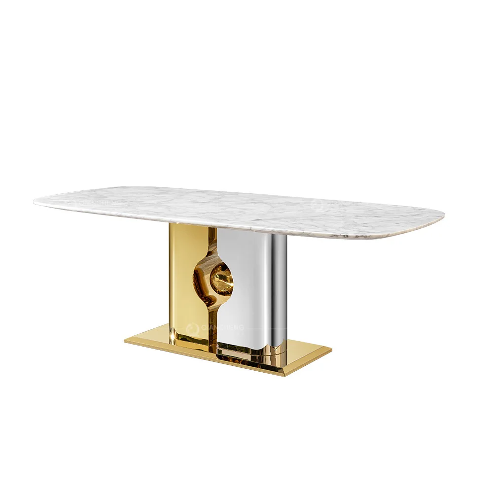 

Light luxury marble dining table, household high-end sense 2 meters large apartment 8-10 people eating table