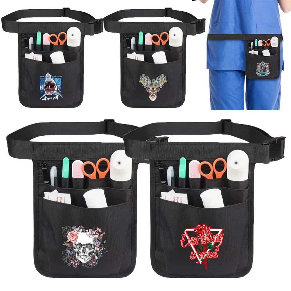 Universal Multi Pocket Work Bag Multifunctional Nurses Medical Supplies Storage Bag Accessories Tool Print color Pattern