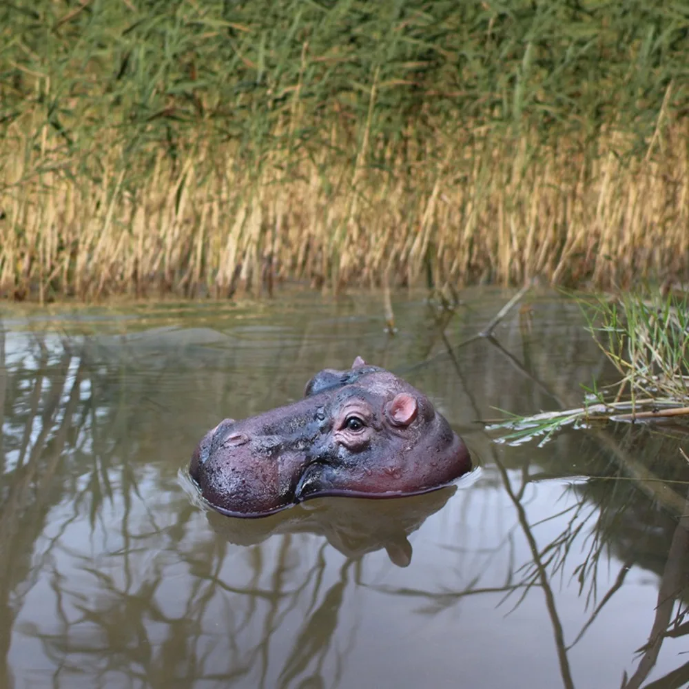 مضحك العائمة فرس النهر الحلي الراتنج الحرفية اليدوية بركة العائمة فرس النهر رئيس نابض بالحياة تماثيل صغيرة على شكل حيوانات الديكور #3