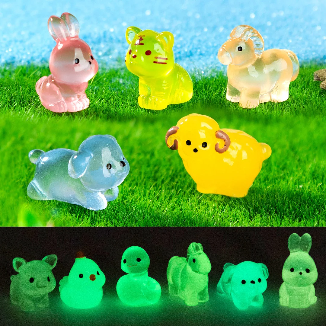 12Pcs Chinese Zodiac Rat Cow Tiger Rabbit Dragon Snake Horse Sheep Dog Pig Figurine Miniature Fairy Garden Decoration Accessorie