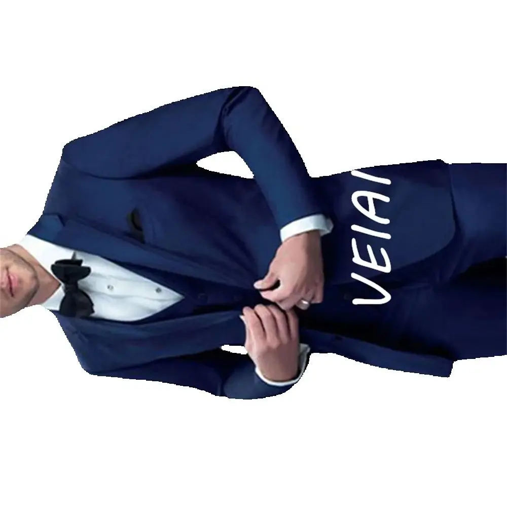 

CustomizedSlim Fit Mens Suit Smolking Terno Navy Blue Groom Tuxedo for Wedding Prom 3 Piece Male Fashion Jacket Vest with Pants