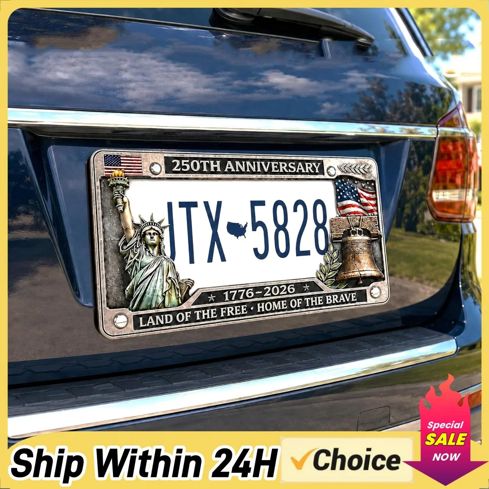 USA Patriotic License Plate Frames Fade-Resistant Standard Vehicle Plates Accessory Multi Purpose for Car Celebration & Party