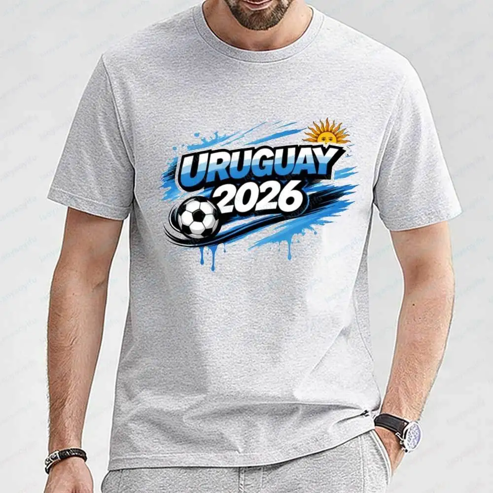 

2026 Soccer Uruguay Football T-shirt Men Casual Short Sleeve Breathable Cotton Summer Streetwear Top Graphic T Shirts Streetwear
