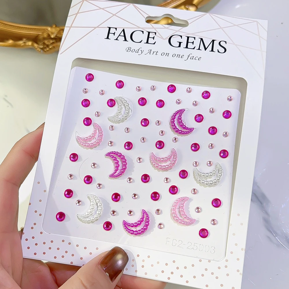 1 vel 3D dromerige schelp parel edelstenen gezicht stickers sprankelende zeemeermin diamant tijdelijke tatoeages DIY body art podium make-up strass - afbeelding 1
