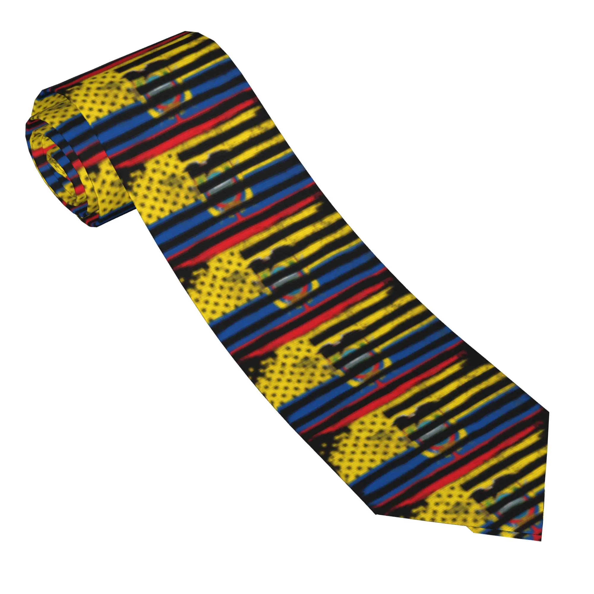 Ecuador USA Flag Tie  Business Neck Ties Men Retro Trendy Necktie Accessories Quality Graphic Collar Tie