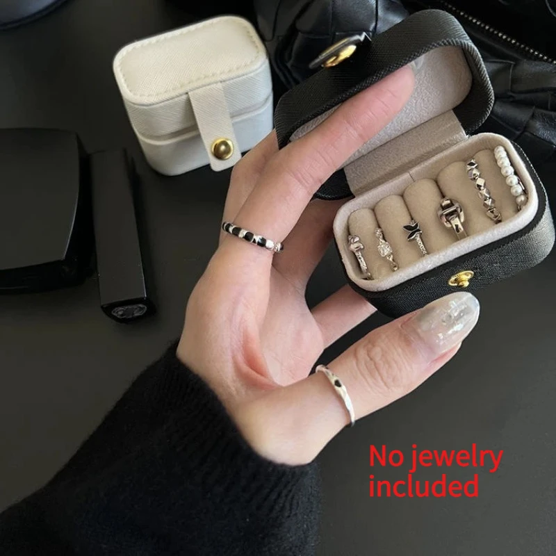 Mini Portable Small Jewelry Storage Bag Travel Simple Leather Ring Necklace Earrings Storage Box Organizer Display Gift Box