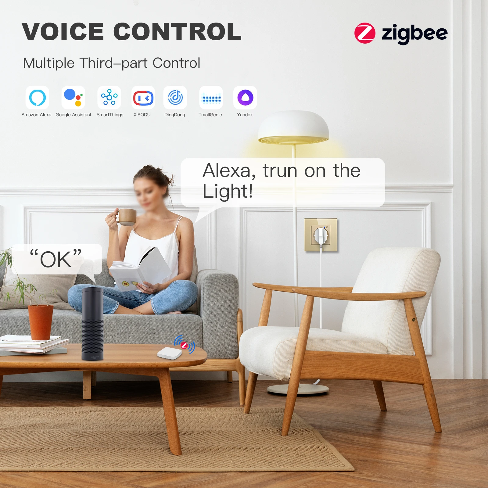 BSEED ZigBee prese a muro parte di funzione prese intelligenti di alimentazione chiave Google Smart Life controllo App presa Wireless Alexa Standard