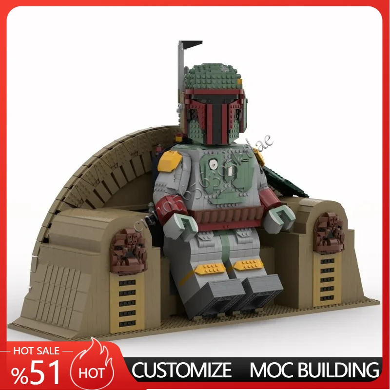 

Moc Custom Star Battle Boba Fett Mega Figure Throne Model Building Blocks Bricks Diy Creative Assembly Educational Kid Present