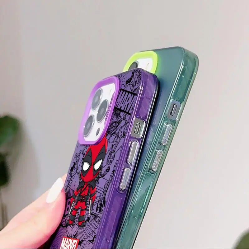 Cartoon Deadpool SpiderMan Case for Apple iPhone 11 13 15 Pro Max 14 Plus 12 Mini Back Phone Cover Shockproof Protective Funda