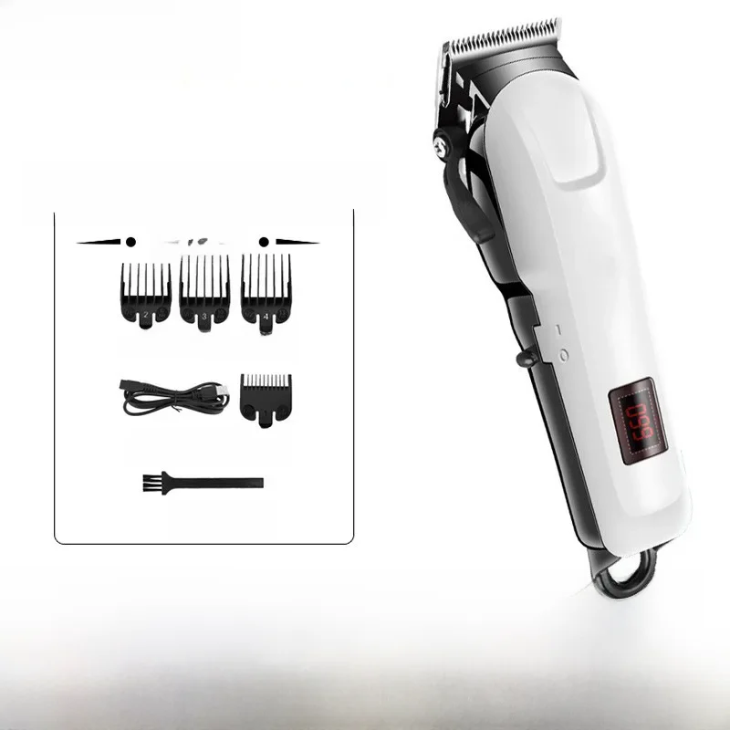 Cross-border multi-speed adjustment LCD digital display hair clipper electric clipper USB rechargeable hair clipper high-powe...
