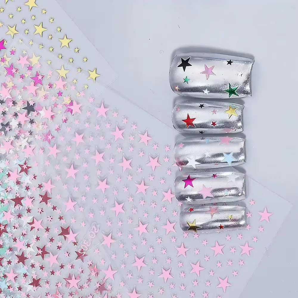 1pcs Mixed Metallic Five-pointed Star Design Nail Decals Colorful Star Nail Art Stickers Waterproof Y2K DIY Manicure Decorations