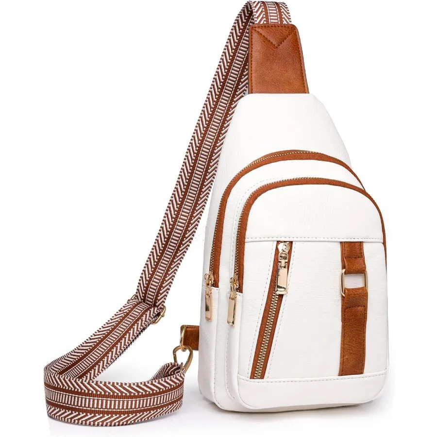 

Crossbody Sling Backpack Chest Bag Daypack for Men Women PU Sling Bag with Adjustable Guitar Strap Over Shoulder Bag Fanny Pack